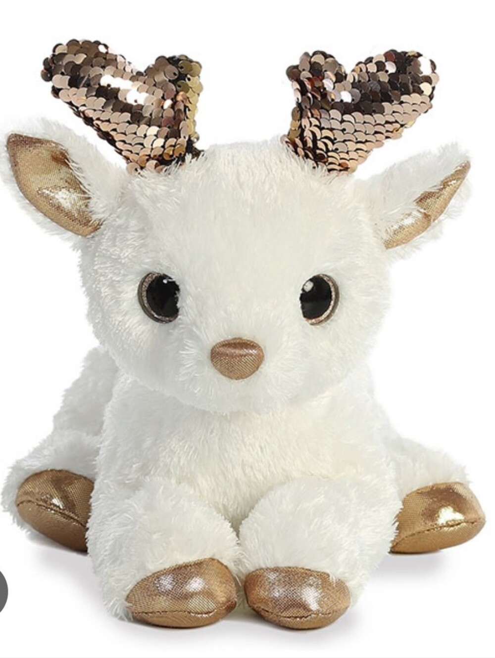 Aurora White and Gold Sequin Antler Plush Deer - Kids Toy